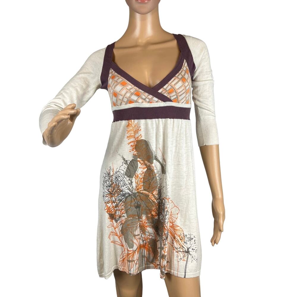 Anthropologie Moth Womens silk blend dress Pullover  geometric floral size s
